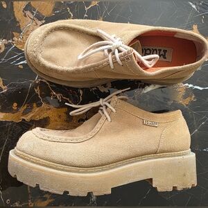 Mudd Shoes Womens 8 Vintage 90s Y2K Brown Suede Wedge Chunky Sole Platform
